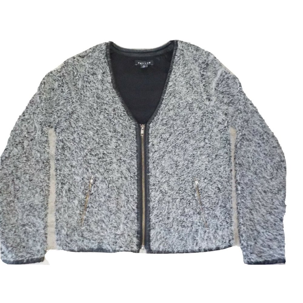 Trouve Cropped Full Zip Jacket Fully Lined Gray Black Zipped Pockets Size Small